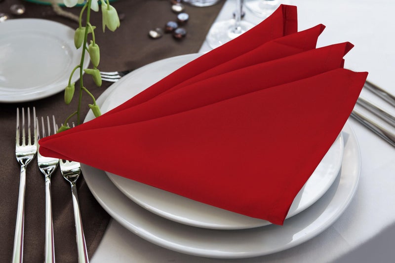 Utopia Home [24 Pack, Red] Cloth Napkins 17x17 Inches, 100% Polyester Hemmed Edges, Washable and Reusable Ideal for Parties, Weddings and Dinners - Image 2